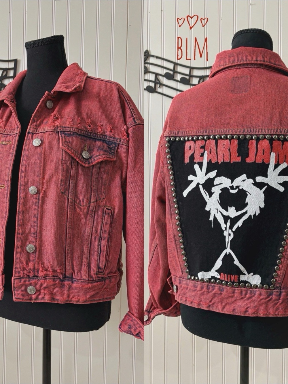 Pearl Jam acid wash denim jacket